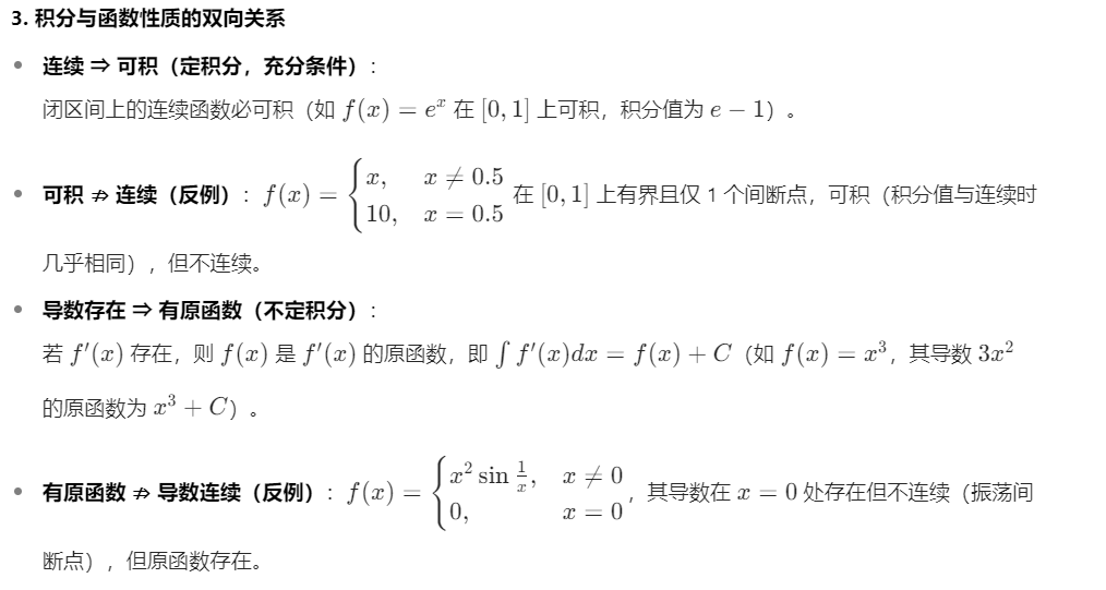 一元函数连续、可导、可微、可积之间的关系