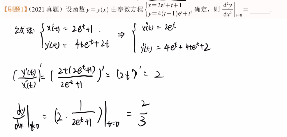 专题7 参数方程求导