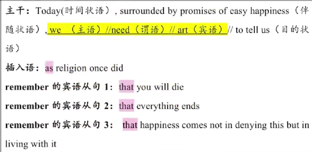 2006年 阅读长难句