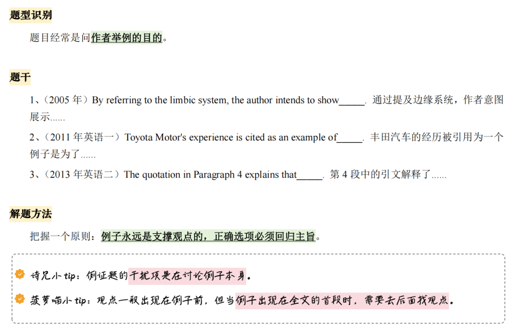 阅读技巧11 - 例证题